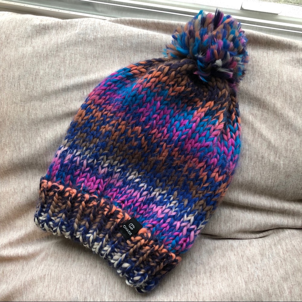 Colorful Knit Beanie with Pom Pom